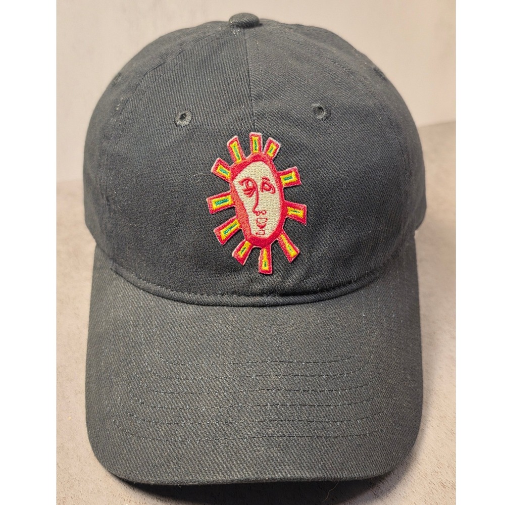 Sportsman Mens Sun Face Embroidered Baseball Cap Black Adjustable Dad Hat